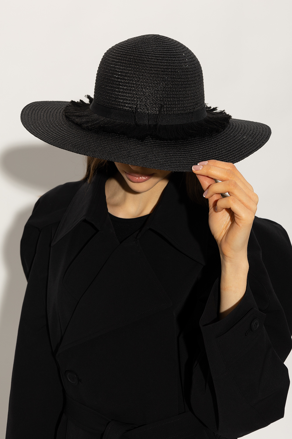 Black Wide brim hat with fringes Emporio Armani - Vitkac GB